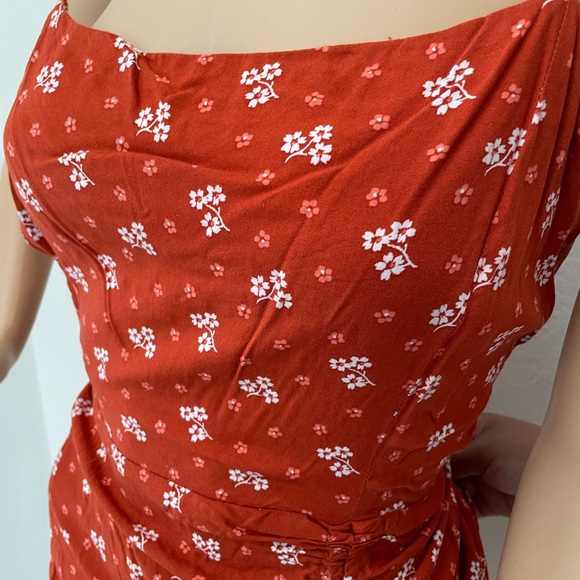 Reddish/orange casual flower spring dress - Picture 3 of 4
